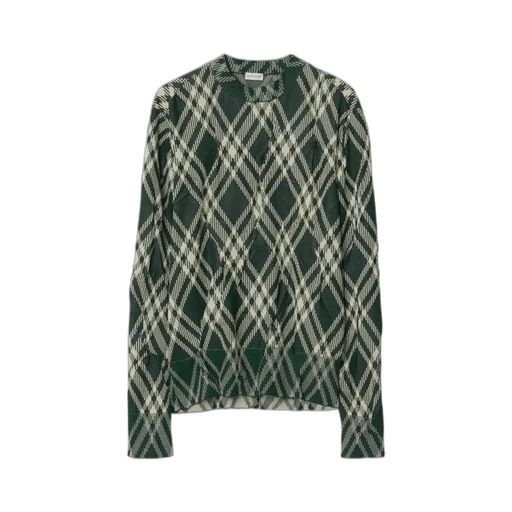 Burberry Plaid-Check Crinkled-Effect Crewneck Jumper