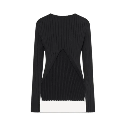 Long-Sleeve Ribbed Silk Top