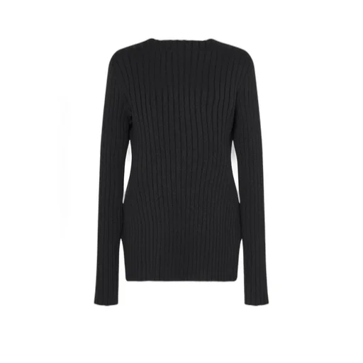 Long-Sleeve Ribbed Silk Top