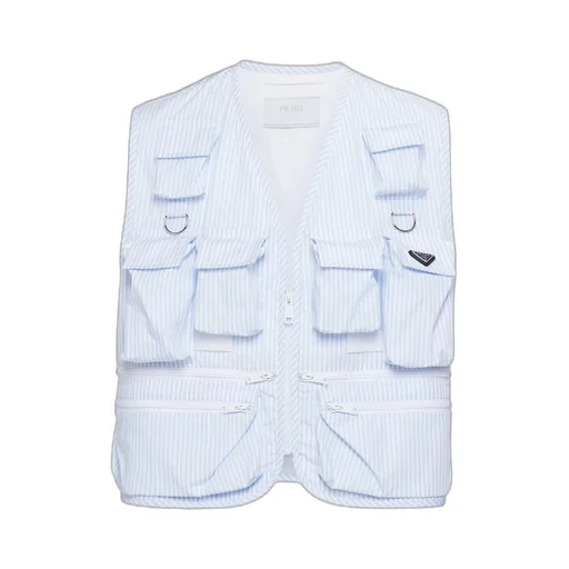 Prada Striped Zip Up Gilet