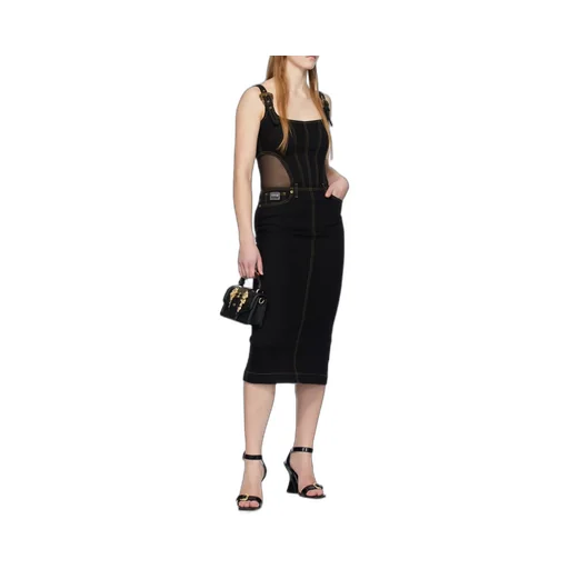 Versace Jeans Couture Contrast-Stitching Sleeveless Denim Dress