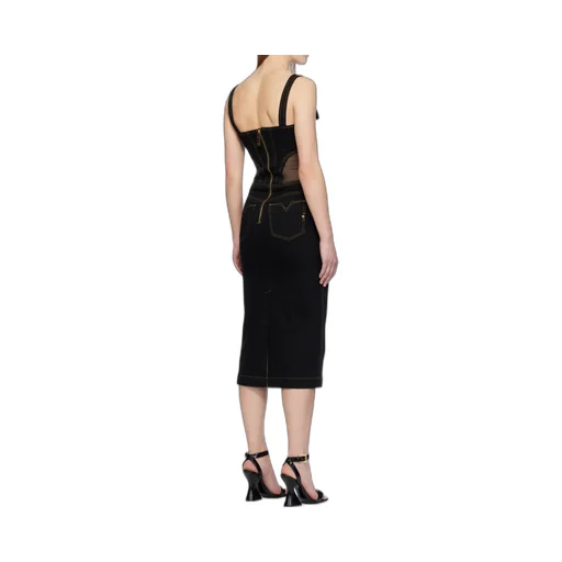 Versace Jeans Couture Contrast-Stitching Sleeveless Denim Dress