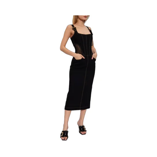 Versace Jeans Couture Contrast-Stitching Sleeveless Denim Dress
