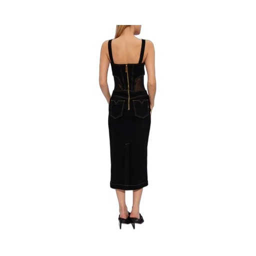 Versace Jeans Couture Contrast-Stitching Sleeveless Denim Dress