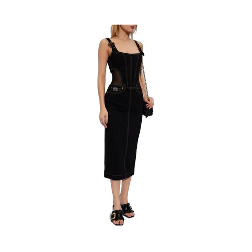 Versace Jeans Couture Contrast-Stitching Sleeveless Denim Dress