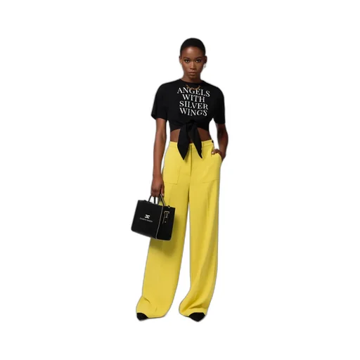 Elisabetta Franchi Logo Patch Wide-Leg Trousers