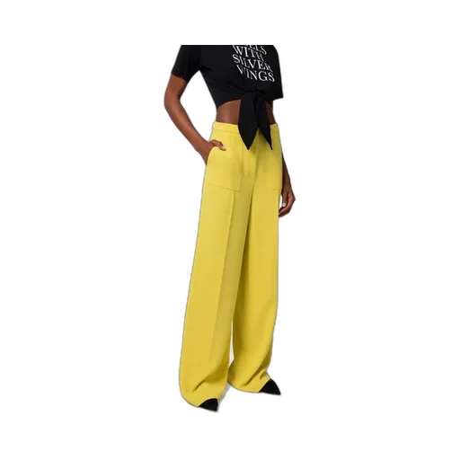 Elisabetta Franchi Logo Patch Wide-Leg Trousers
