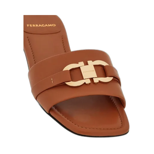 Salvatore Ferragamo Gancini-Buckle Open-Toe Slides