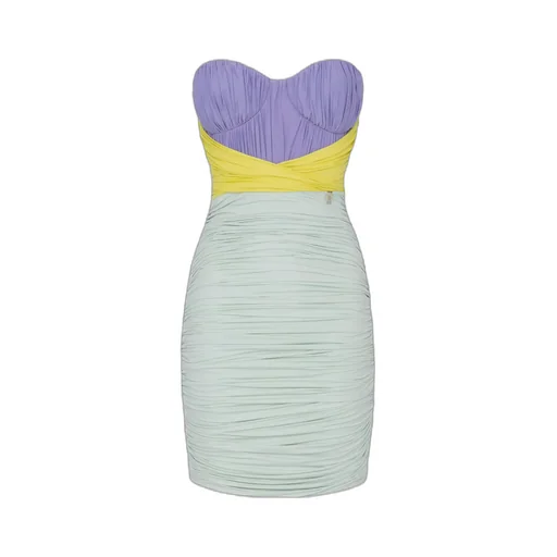 Elisabetta Franchi Tricolour Draped Jersey Mini Dress