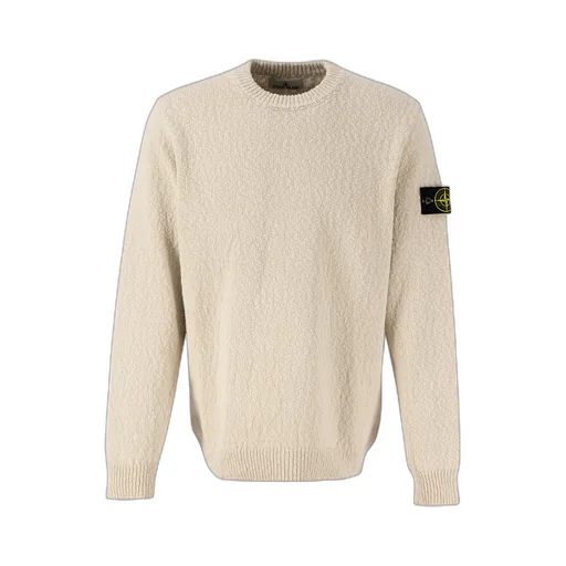 Stone Island Compass-Badge Textured Crewneck Jumper