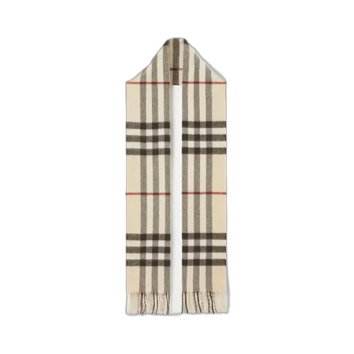 Burberry Check Pattern Fringed-Edge Scarf