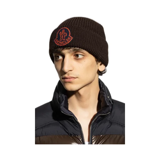Moncler Logo Patch Ribbed Beanie