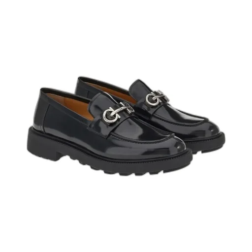 Gancini-Plaque Patent Loafers