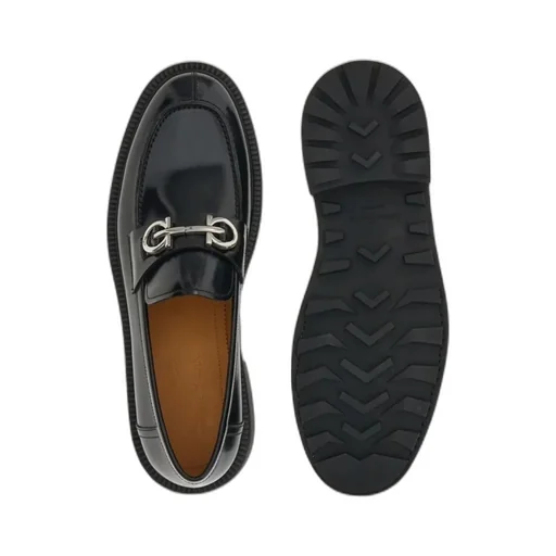 Gancini-Plaque Patent Loafers