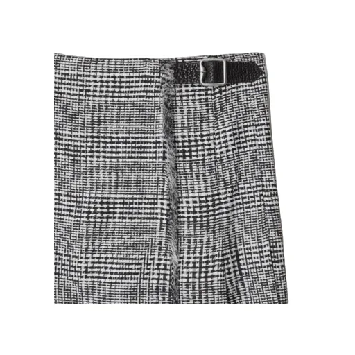 Burberry Plaid-Check Pleated Fringed Mini Skirt