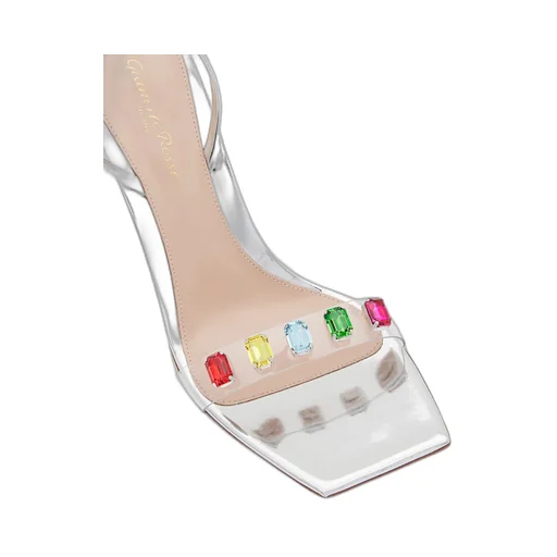 Gianvito Rossi Ribbon Square Toe Embellished Sandals