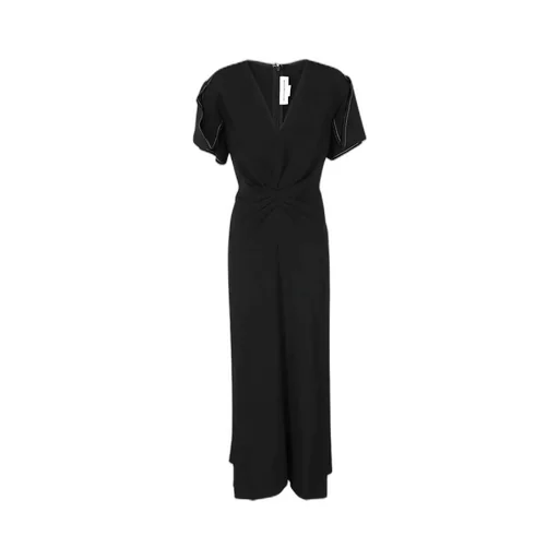 Victoria Beckham Gathered V-Neck Midi Dress