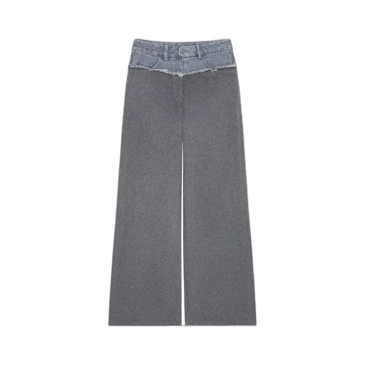 Oversized Jeans In Mixed Denim And Flannel