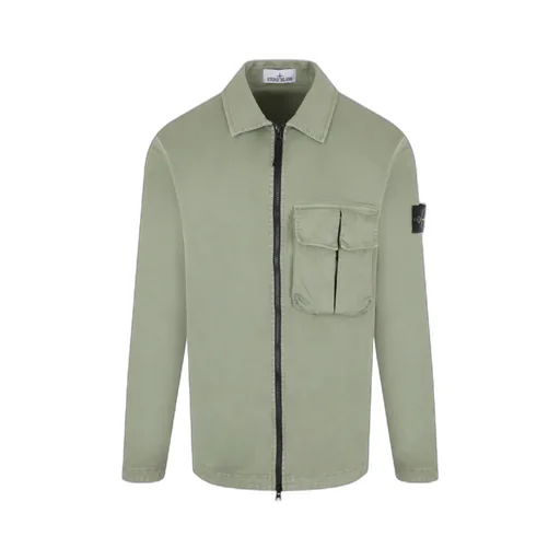Zip-Up Stretch-Cotton Shirt Jacket