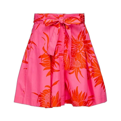 Pinko Graphic Printed Belted Shorts