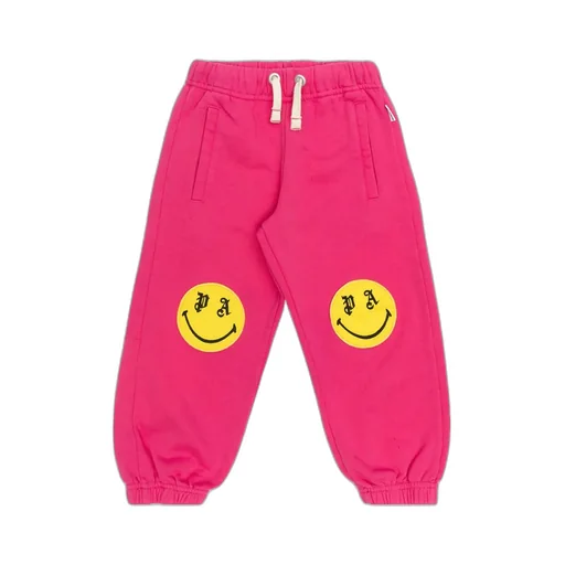 Palm Angels Kids Smiley-Patch Drawstring Track Pants