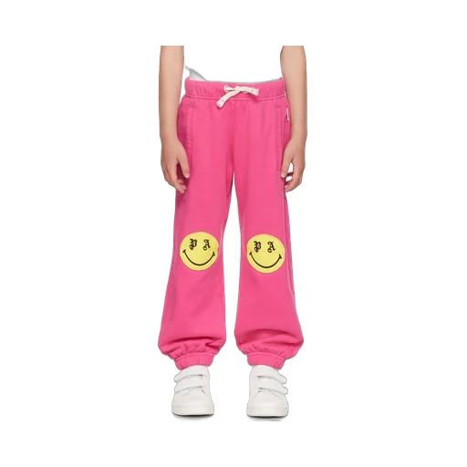 Palm Angels Kids Smiley-Patch Drawstring Track Pants