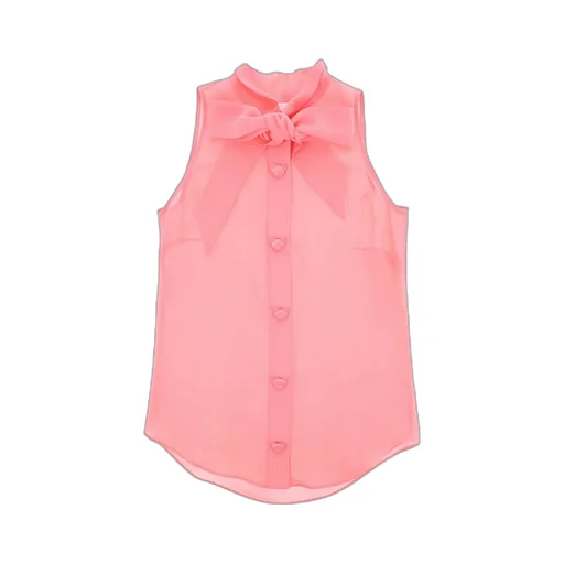 Moschino Sleeveless Pussy-Bow Buttoned Blouse