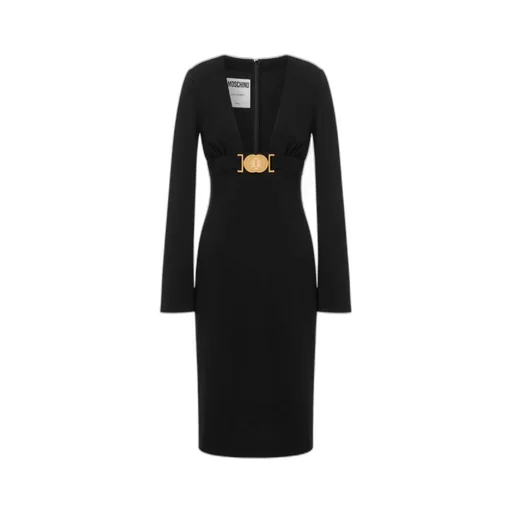 Moschino Smiley Buckled V-Neck Dress