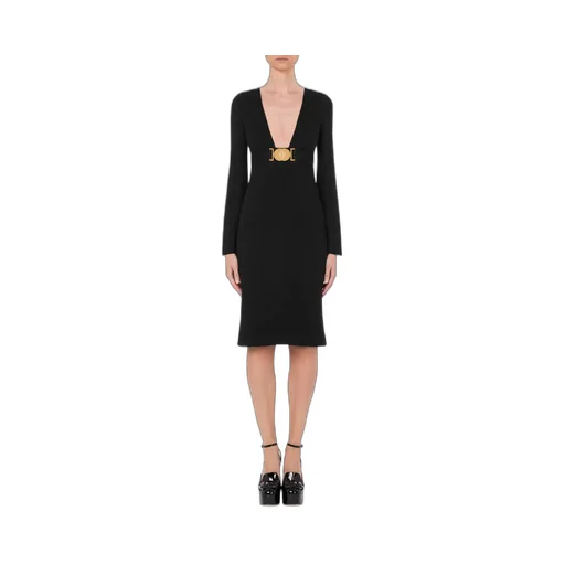Moschino Smiley Buckled V-Neck Dress