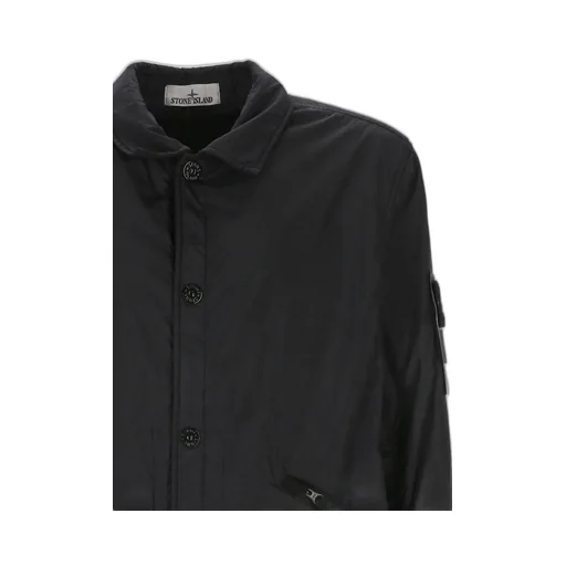 Stone Island Logo Patch Button-Up Overshirt Jacket