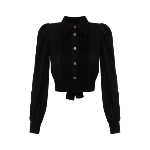 Elisabetta Franchi Puff-Sleeved Cropped Blouse