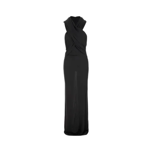 Saint Laurent Open-Back Draped Hooded Dress