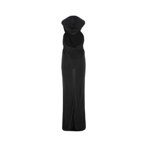 Saint Laurent Open-Back Draped Hooded Dress