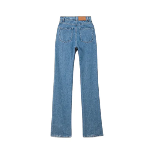 Burberry High-Waist Straight-Leg Logo Patch Jeans