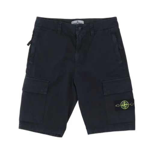 Stone Island Junior Button Detailed Logo Patch Shorts