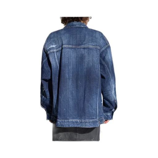 Rhinestone-Embellished Oversize Denim Jacket