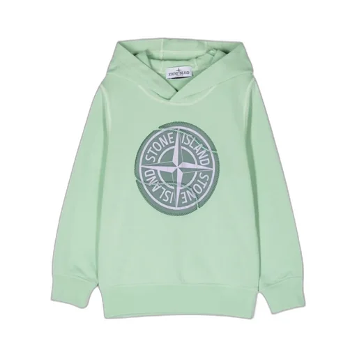 Stone Island Junior Logo Printed Long-Sleeved Hoodie