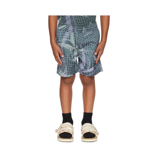 Compass-Patch Abstract-Print Swim Shorts