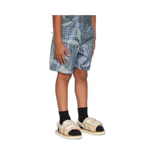 Compass-Patch Abstract-Print Swim Shorts