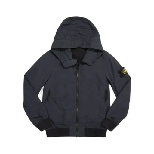 Stone Island Junior Logo Patch Zip-Up Hooded Jacket