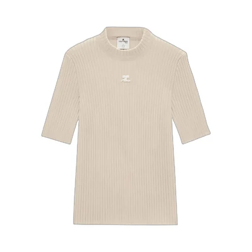 CourrÈGes Reedition Short-Sleeved Ribbed Knit Jumper