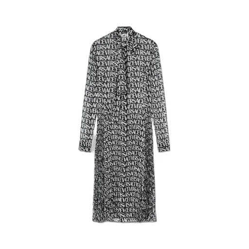 Versace Logo Print Sheer Midi Dress