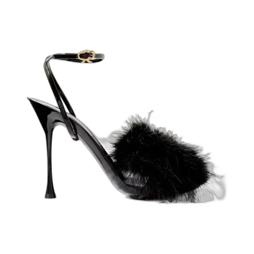 Spice Plume 95 Feather-Embellished Patent Leather Sandals