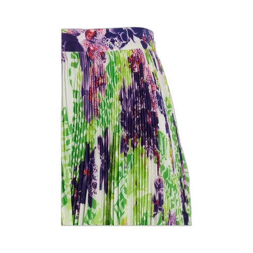Versace Floral Printed Asymmetric Pleated Skirt
