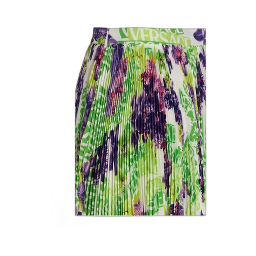 Versace Floral Printed Asymmetric Pleated Skirt