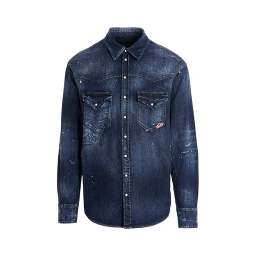 Dsquared2 Logo Patch Buttoned Denim Shirt