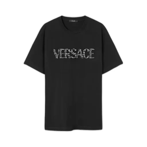 Versace Logo Embroidered Crewneck T-Shirt