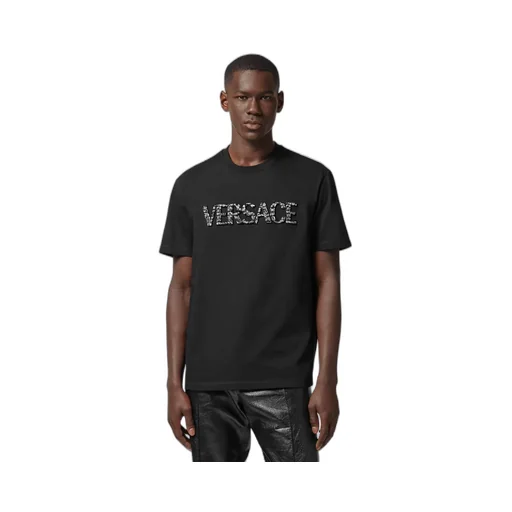 Versace Logo Embroidered Crewneck T-Shirt