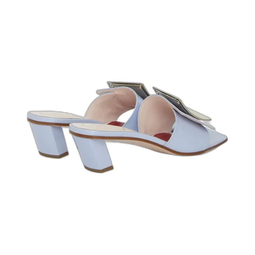 Love Metal Buckle Mules In Patent Leather