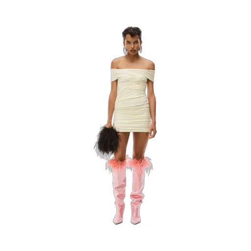 Alexander Wang Viola Feather-Trim Pointed-Toe Boots